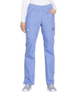 Scrub Pants for Women Workwear Originals Pull-On Waist with Rib-Knit Trim Plus Size WW210P, 2XL Petite, ciel