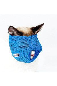 Cat Muzzles - Breathable Mesh Muzzles Prevent Cats from Biting and Chewing - Anti Bite Anti Meow (Blue-S)