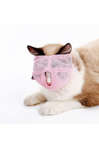 Cat Muzzles - Breathable Mesh Muzzles Prevent Cats from Biting and Chewing - Anti Bite Anti Meow (Pink-L)