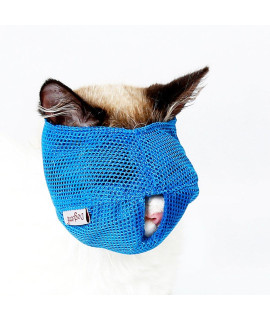 Cat Muzzles - Breathable Mesh Muzzles Prevent Cats from Biting and Chewing - Anti Bite Anti Meow (Blue-L)