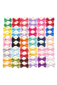 YAKA 60PCS (30 Paris) Cute Puppy Dog Small Bowknot Hair Bows with Rubber Bands Handmade Hair Accessories Bow Pet Grooming Products(Mix Colors)