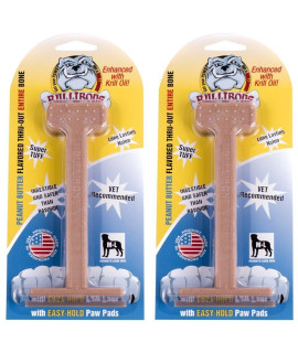 Bullibone Nylon Dog Chew Toy Nylon Bone - Improves Dental Hygiene, Easy to Grip Bottom, and Permeated with Flavor (Peanut Butter, Large - 2 Pack)