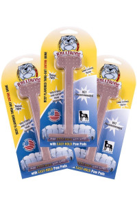 Bullibone Nylon Dog Chew Toy Nylon Bone - Improves Dental Hygiene, Easy to Grip Bottom, and Permeated with Flavor (Beef, Large - 3 Pack)