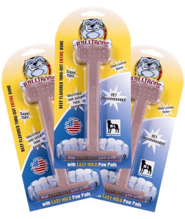 Bullibone Nylon Dog Chew Toy Nylon Bone - Improves Dental Hygiene, Easy to Grip Bottom, and Permeated with Flavor (Beef, Large - 3 Pack)