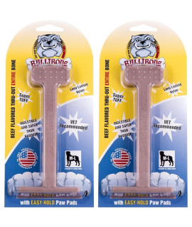 Bullibone Nylon Dog Chew Toy Nylon Bone - Improves Dental Hygiene, Easy to Grip Bottom, and Permeated with Flavor (Beef, Large - 2 Pack)
