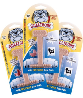 Bullibone Nylon Dog Chew Toy Nylon Bone - Improves Dental Hygiene, Easy to Grip Bottom, and Permeated with Flavor (Peanut Butter, Small - 3 Pack)