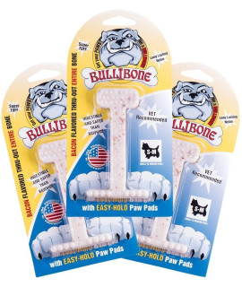 Bullibone Nylon Dog Chew Toy Nylon Bone - Improves Dental Hygiene, Easy to Grip Bottom, and Permeated with Flavor (Bacon, Small - 3 Pack)