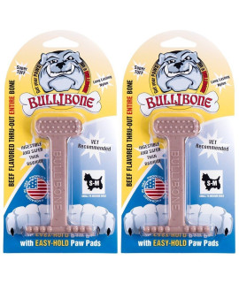 Bullibone Nylon Dog Chew Toy Nylon Bone - Improves Dental Hygiene, Easy to Grip Bottom, and Permeated with Flavor (Beef, Small - 2 Pack)