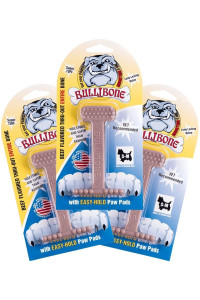 Bullibone Nylon Dog Chew Toy Nylon Bone - Improves Dental Hygiene, Easy to Grip Bottom, and Permeated with Flavor (Beef, Small - 3 Pack)