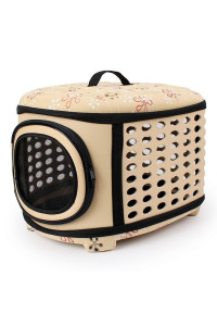Pet Carriers Handbag Cage Portable Foldable Cage for Dog Cat Puppy Travel and Outdoor Activities Beige