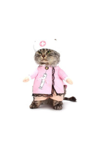 NACOCO Dog Cat Nurse Costume Pet Nurse Clothing Halloween Jeans Outfit Apparel (M)