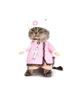 NACOCO Dog Cat Nurse Costume Pet Nurse Clothing Halloween Jeans Outfit Apparel (L)