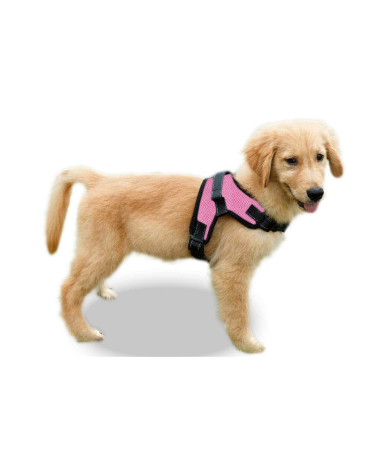 Copatchy No Pull Reflective Adjustable Dog Harness with Handle (X-Small, Pink)