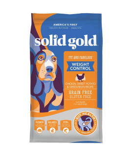 Solid Gold Fit and Fabulous Chicken - Dry Dog Food for Weight Control - Digestive Probiotics for Dogs - Grain & Gluten Free - High Fiber & Low Fat - Omega, Superfood & Antioxidant Support - 4 LB