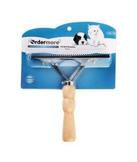 Ordermore Long Tooth Undercoat Dog Rake,Anti-Slip Wood Handle Grooming Rake,Steel Comb for Long Hair Pet