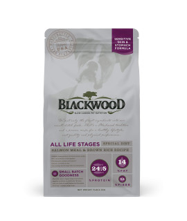Blackwood Pet Food 22299 All Life Stages, Special Diet, Sensitive Skin, Salmon Meal & Brown Rice Recipe, 5Lb.