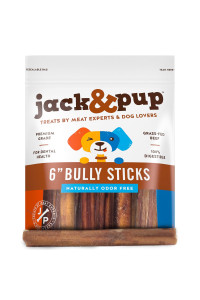 Jack&Pup Thick Bully Sticks 12 Inch Bully Sticks for Large Dogs Aggressive Chewers Single Ingredient, Odor Free, Long Lasting Dog Chews (10 Pack)