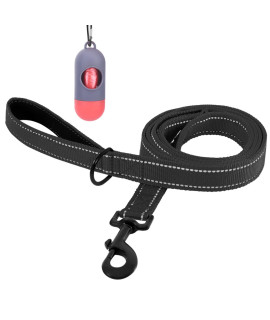 Bolux 3M Reflective Dog Leash 5ft Long with Traffic Padded Handle, Heavy Duty, Double Handle Lead for Greater Control Safety Training, Perfect for Large or Medium Dog, Dual Handles (Black)