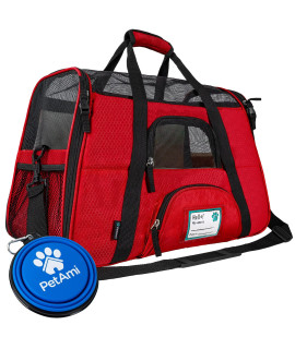 PetAmi Airline Approved Pet Carrier for Cat, Soft Sided Dog Carrier for Small Dogs, Cat Travel Supplies Accessories for Indoor Cats, Ventilated Pet Carrying Bag Medium Large Kitten Puppy, Large Red