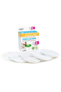 catit Triple Action Water Fountain Filters, Replacement cat Drinking Fountain Filters, 5 Pack