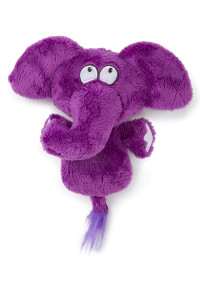 HEAR DOGGY! Flattie Elephant Silent Squeak Plush Dog Toy w/ Chew Guard Technology - Purple, Mini