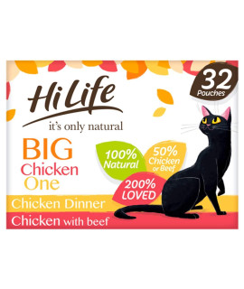HiLife Its Only Natural Big chicken One cat Food In Jelly (32 x 015lbs Pouches) (One Size) (May Vary)