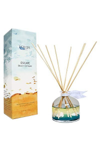 LOVSPA Escape Beach getaway Ocean Scented Reed Diffuser Oil Set Fresh citrus Marine Scent & Woodsy Amber Made with Real Sea Shells Beach House Decor great Idea