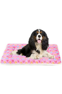 Mora Pets Dog Bed Crate Pad Ultra Soft Pet Bed with Cute Star Print Washable Crate Mat for Large Medium Small Dogs Reversible Fleece Dog Crate Kennel Mat Cat Bed Liner 29 x 21 inch Pink