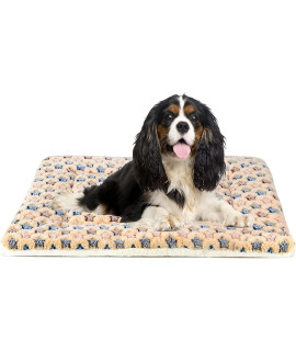 Mora Pets Dog Bed Crate Pad Ultra Soft Pet Bed with Cute Star Print Washable Crate Mat for Large Medium Small Dogs Reversible Fleece Dog Crate Kennel Mat Cat Bed Liner 29 x 21 inch Brown