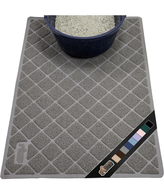The Original Gorilla Grip 100% Waterproof Cat Litter Box Trapping Mat, Easy Clean, Textured Backing, Traps Mess for Cleaner Floors, Less Waste, Stays in Place for Cats, Soft on Paws, 32x32 Gray