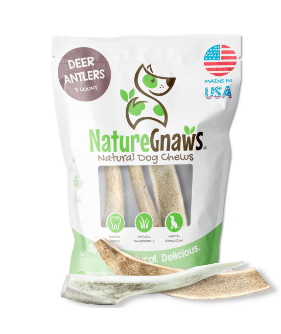 Nature Gnaws Deer Antlers for Small Dogs - Premium Natural USA Antler - Long Lasting Dog Chews for Aggressive Chewers - Mix of Split and Whole - 4-7 Inch