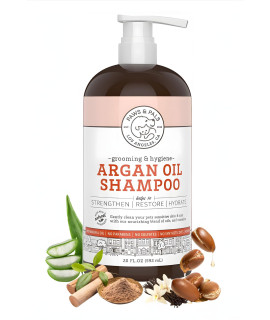 Paws & Pals Argan Shampoo for Itchy Skin, Made in USA - 20oz Vet Formula Naturally Medicated Best for De-Shedding, Itch Relief, Smelly Odor, Dry Skin - Dog & Cat Pet Wash