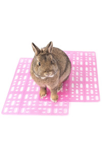 Niteangel 2 Pieces Rabbit Playpen Feet Mats for Cage, Comes with 4 Fixed Tabs (Pink)