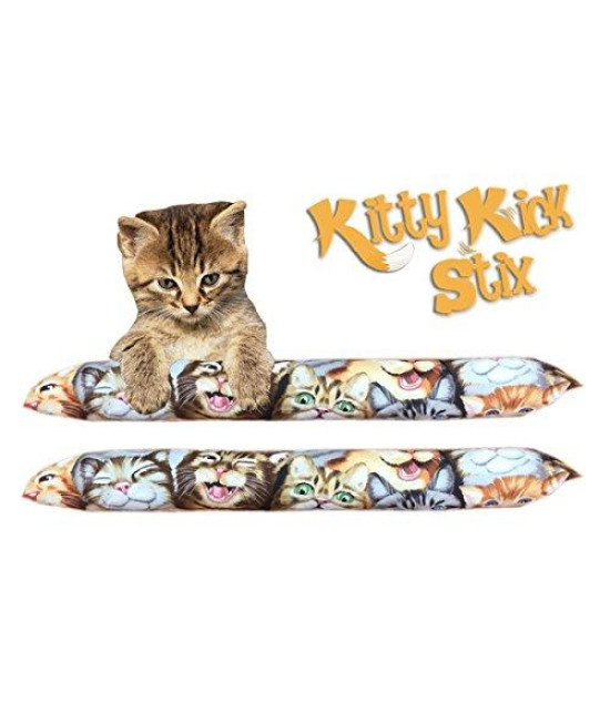 Kitty Kick Stix 15 Original catnip Kicker Toy (Set of 2), Made in USA (cat Selfie)