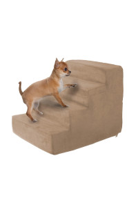 Pet Stairs - Foam Steps for Small Dogs or Cats - 4-Step Design with Removable Cover - Non-Slip Dog Staircase for Home and Vehicle by PETMAKER (Tan)