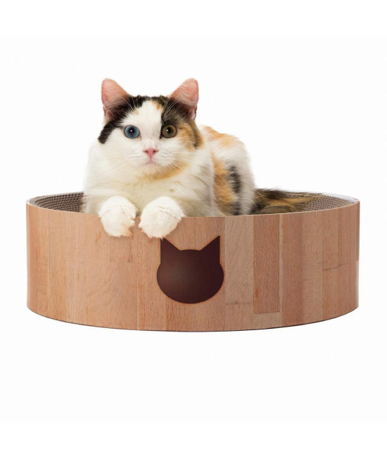Necoichi Cozy Cat Scratcher Bowl, 100% Recycled Paper, Chemical-Free Materials, No.1 sellr in Japan! (Bowl (Oak), Regular)