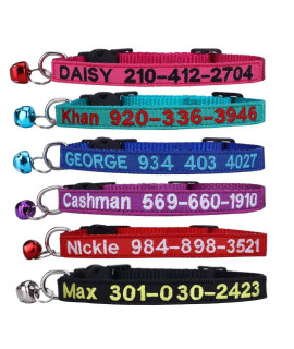 Cat Collar,Personalized Embroidered Nylon Cat ID Collars with Bell - Custom Text with Pet Name and Phone Number