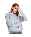 Unisex Big Pouch Hoodie Long Sleeve Pet Dog Holder carrier Sweatshirt,grey,Small