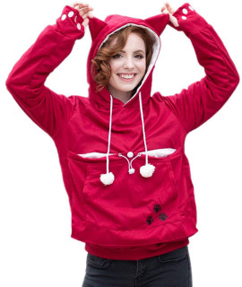 Unisex Big Pouch Hoodie Long Sleeve Pet Dog Holder carrier Sweatshirt,Red,XXX-Large