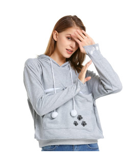 Unisex Big Pouch Hoodie Long Sleeve Pet Dog Holder carrier Sweatshirt,grey,Medium