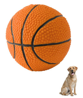 Basketball - Soft, Squeaky Dog Toy - Natural Rubber (Latex) - for Medium & Large Breeds - 3.5 Diameter - Bouncy - Complies with Same Safety Standards as Baby Toys - Indoor Play