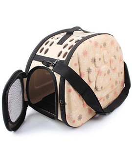 Foldable Pet Dog Cat Carrier Cage Collapsible Travel Kennel - Portable Pet Carrier Outdoor Shoulder Bag for Puppy Dog Cat Small Medium Large Animal (M, Beige)