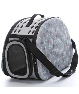 Foldable Pet Dog Cat Carrier Cage Collapsible Travel Kennel - Portable Pet Carrier Outdoor Shoulder Bag for Puppy Dog Cat Small Medium Large Animal (M, Grey)
