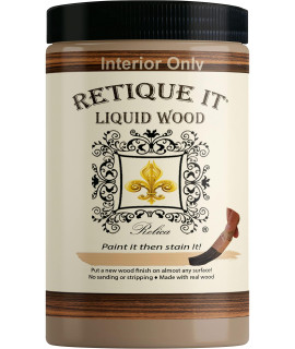 Retique It Liquid Wood - Light Wood Quart - Paint it Then Stain it - Stainable Wood Fiber Paint - Put a Fresh coat of Wood on it (32oz Light Wood)