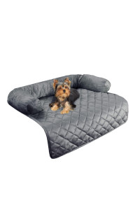 Couch Cover for Dogs - 30x30.5 Water-Resistant Pet Furniture Protector with Memory Foam Bolster and Quilted Fabric - Pet Supplies by PETMAKER (Gray)