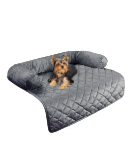 Couch Cover for Dogs - 30x30.5 Water-Resistant Pet Furniture Protector with Memory Foam Bolster and Quilted Fabric - Pet Supplies by PETMAKER (Gray)
