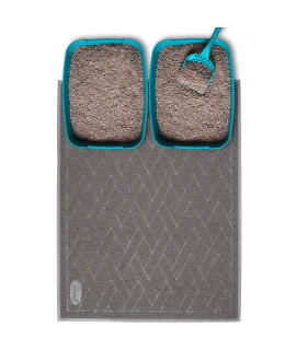 Pawkin Cat Litter Mat, Jumbo XX-Large, 4x3 Feet, Fits Two Litter Boxes or Extra Coverage for One Box, Gray