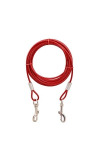Stainless Steel Pet Dog Tie Out Cable - Double Head Dog Leash Camping Outdoor Tie-Out Cable for Medium Large Pet Dogs (5m/16Ft, Red)