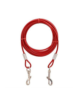Stainless Steel Pet Dog Tie Out Cable - Double Head Dog Leash Camping Outdoor Tie-Out Cable for Medium Large Pet Dogs (5m/16Ft, Red)