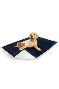 PetAmi Waterproof Dog Blanket for Medium Large Dog, Pet Puppy Blanket Couch Cover Protection, Sherpa Fleece Cat Blanket, Sofa Bed Furniture Protector Reversible Soft Plush Washable, 60x40 Navy Blue